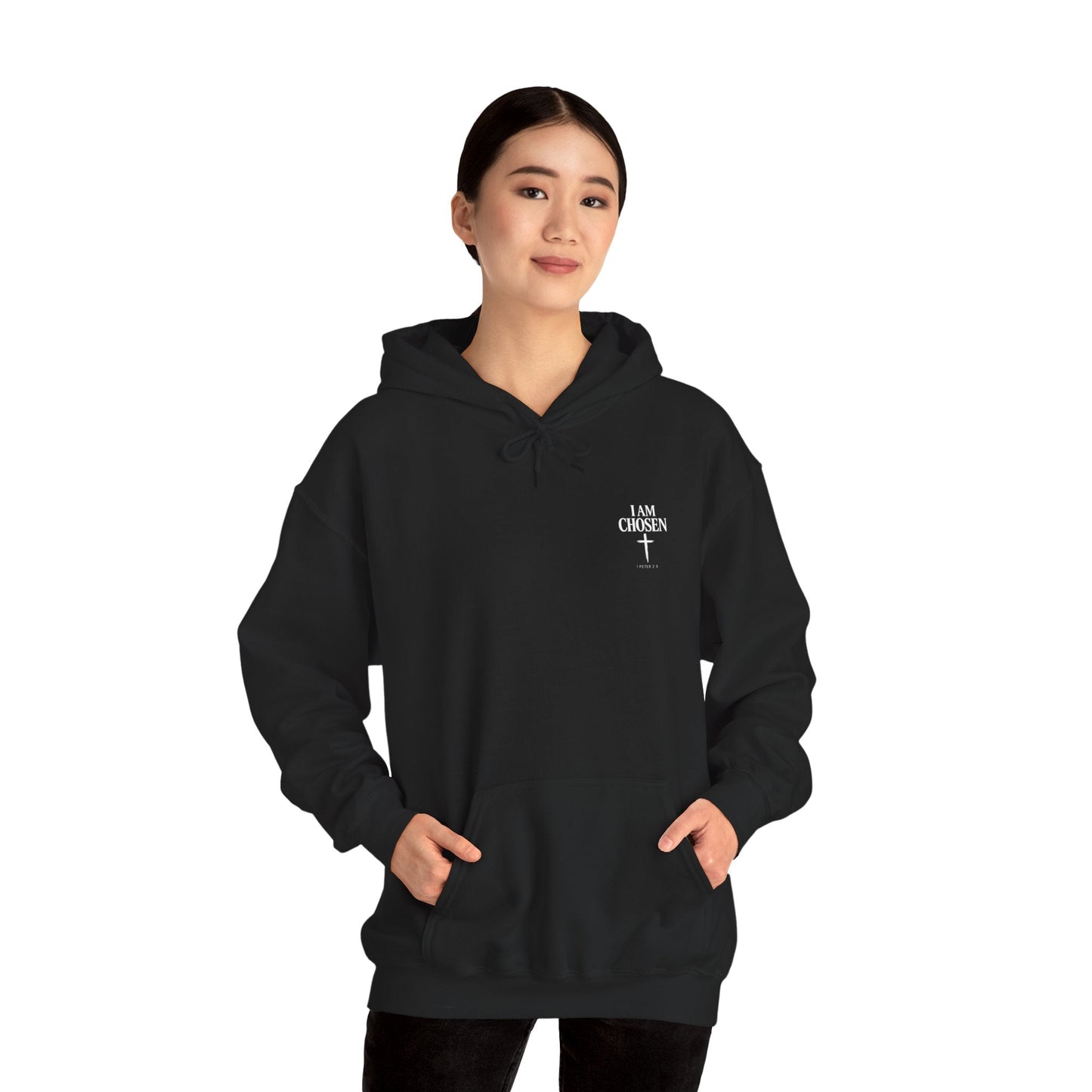 I Am Chosen Hoodie – Christian Faith Hoodie, 1 Peter 2:9 Sweatshirt, Inspirational Streetwear, Unisex Heavy Blend Hoodie