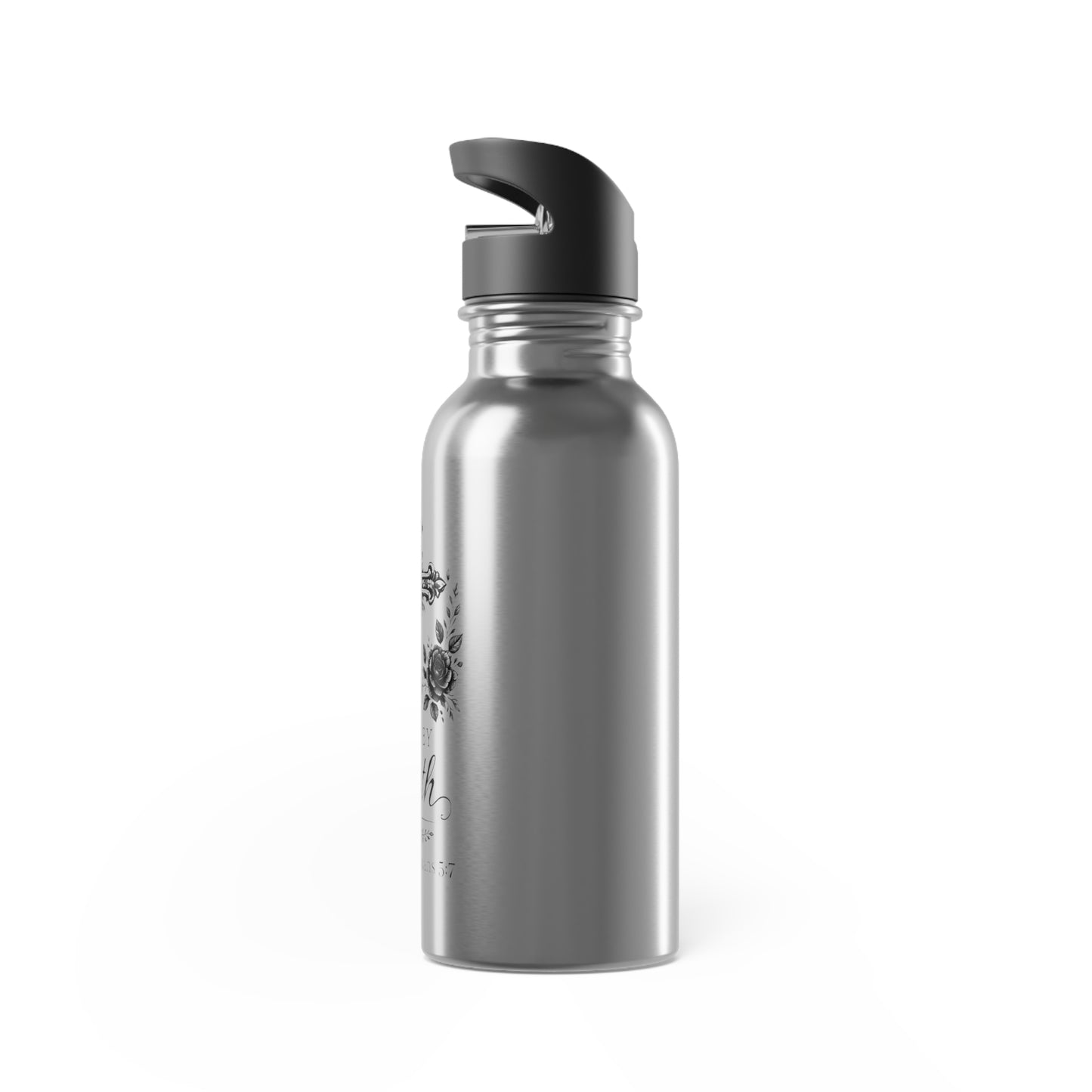 Walk By Faith Stainless Steel Water Bottle | Christian Floral Cross Bottle | Faith-Inspired Reusable Bottle