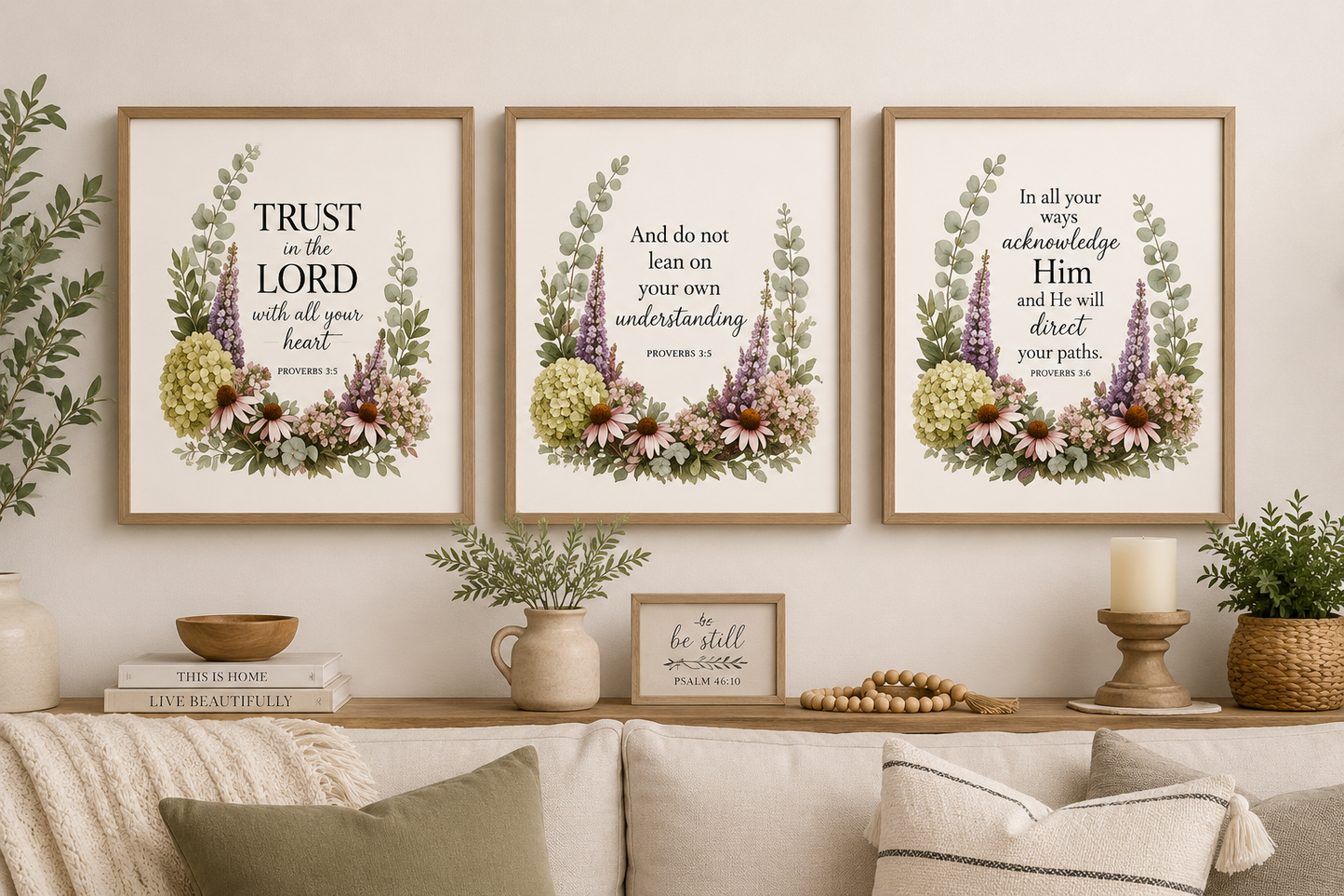 Proverbs 3:5–6 Christian Wall Decor Set of 3