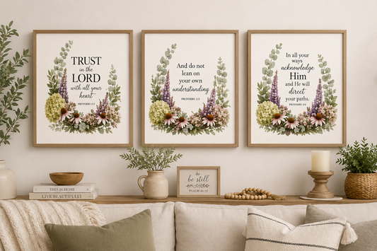 Proverbs 3:5–6 Christian Wall Decor Set of 3