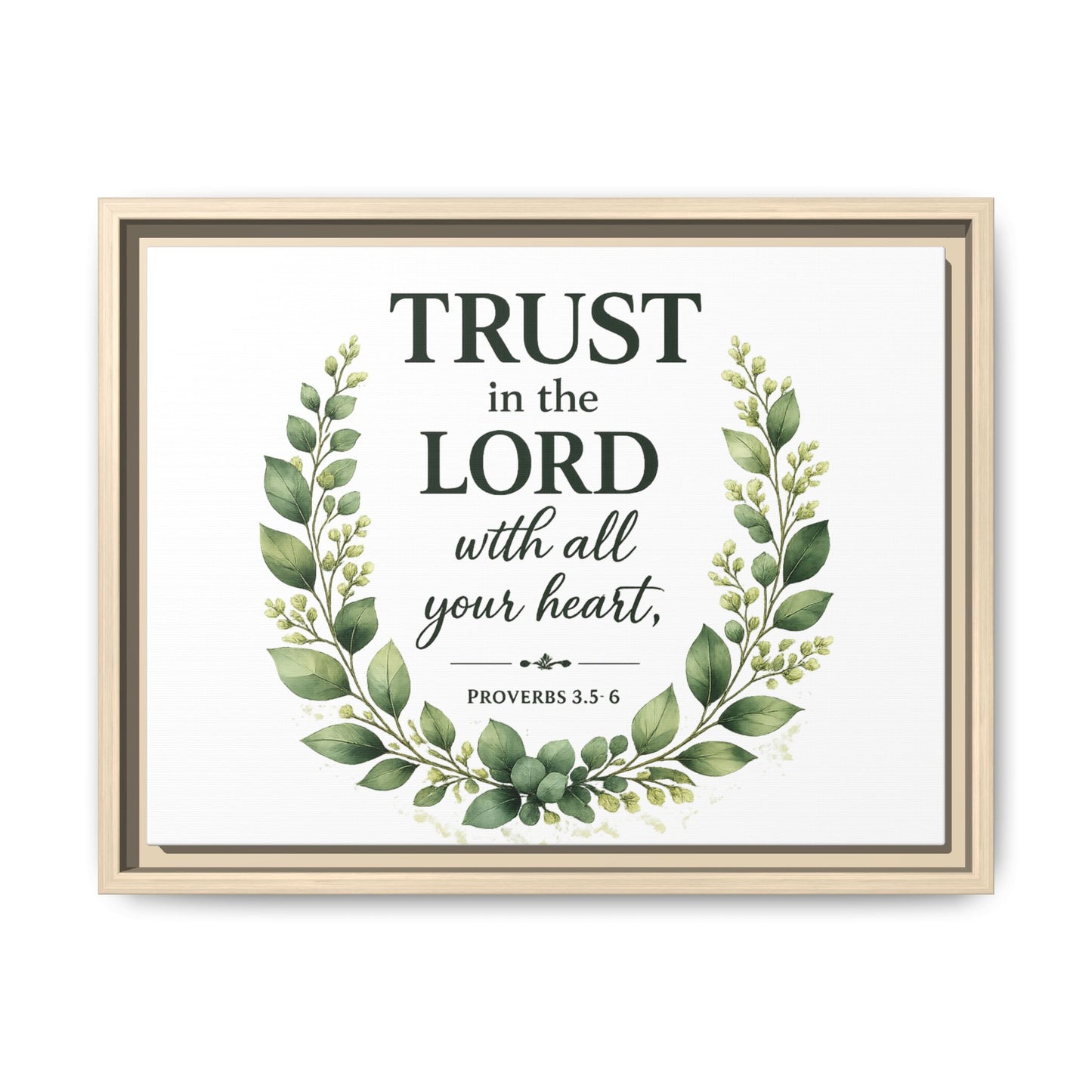 Framed Canvas Print — “Trust in the Lord with All Your Heart” Bible Verse Wall Art