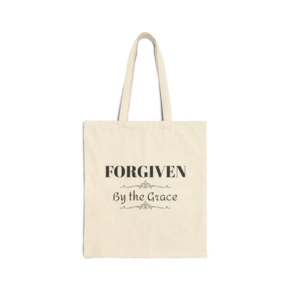 Forgiven Cotton Tote Bag — Inspirational Scripture Canvas Market Tote