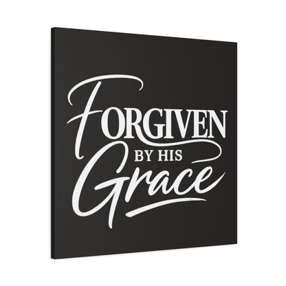 Title Forgiven by His Grace | Christian Wall Art | Modern Bible Verse Canvas | Faith-Based Home Decor