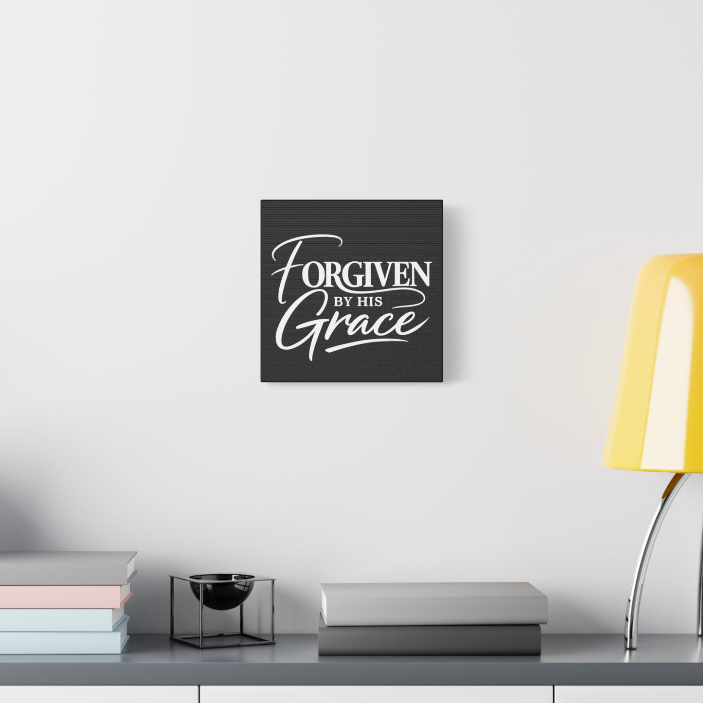 Title Forgiven by His Grace | Christian Wall Art | Modern Bible Verse Canvas | Faith-Based Home Decor