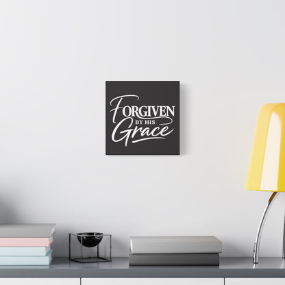 Title Forgiven by His Grace | Christian Wall Art | Modern Bible Verse Canvas | Faith-Based Home Decor