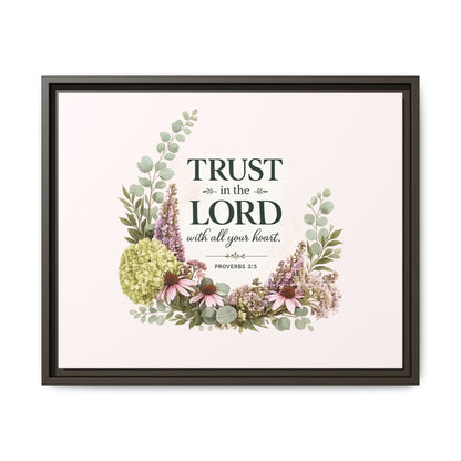 Trust in the Lord with All Your Heart | Proverbs 3:5–6 Christian Framed Canvas Wall Art | Modern Farmhouse Floral Scripture Print | Faith Home Decor | Inspirational Christian Gift