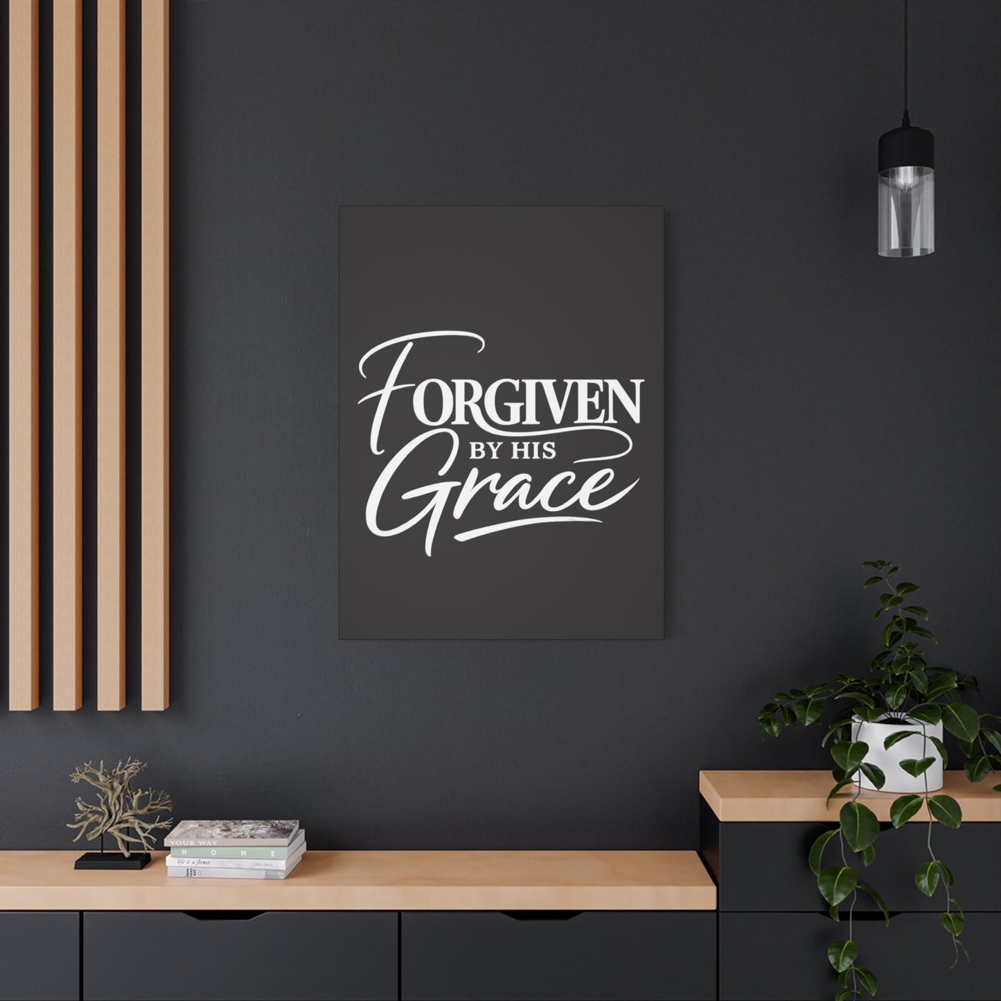 Title Forgiven by His Grace | Christian Wall Art | Modern Bible Verse Canvas | Faith-Based Home Decor