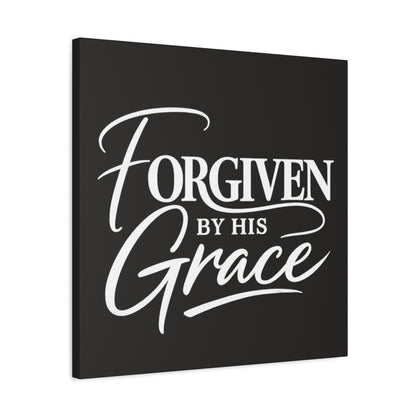 Title Forgiven by His Grace | Christian Wall Art | Modern Bible Verse Canvas | Faith-Based Home Decor