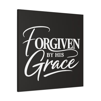 Title Forgiven by His Grace | Christian Wall Art | Modern Bible Verse Canvas | Faith-Based Home Decor