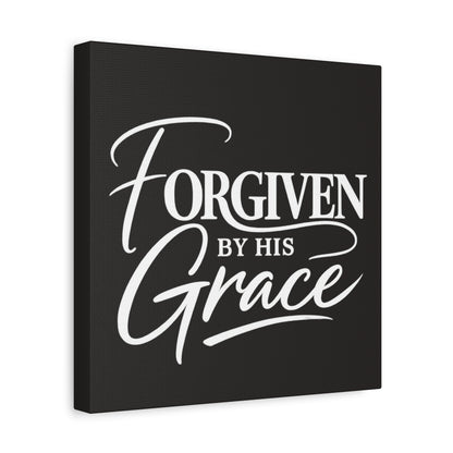 Title Forgiven by His Grace | Christian Wall Art | Modern Bible Verse Canvas | Faith-Based Home Decor