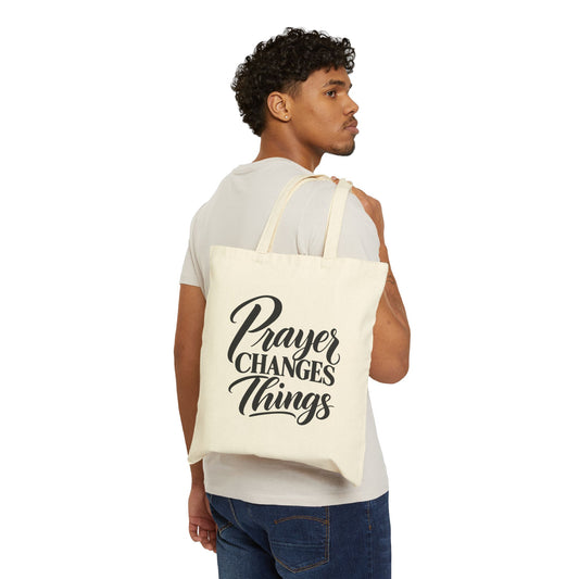 Prayer Changes Things Canvas Tote — Inspirational Faith Grocery & Church Bag