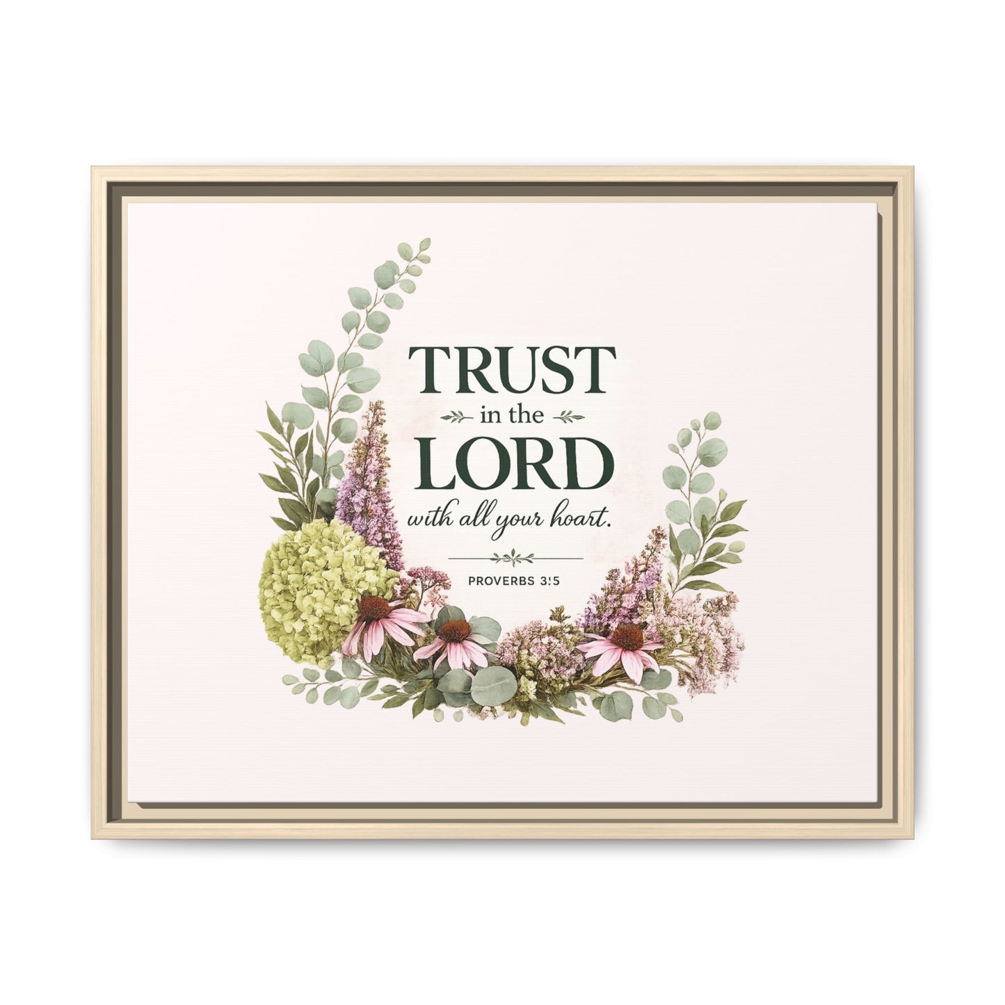 Trust in the Lord with All Your Heart | Proverbs 3:5–6 Christian Framed Canvas Wall Art | Modern Farmhouse Floral Scripture Print | Faith Home Decor | Inspirational Christian Gift