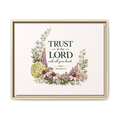 Trust in the Lord with All Your Heart | Proverbs 3:5–6 Christian Framed Canvas Wall Art | Modern Farmhouse Floral Scripture Print | Faith Home Decor | Inspirational Christian Gift