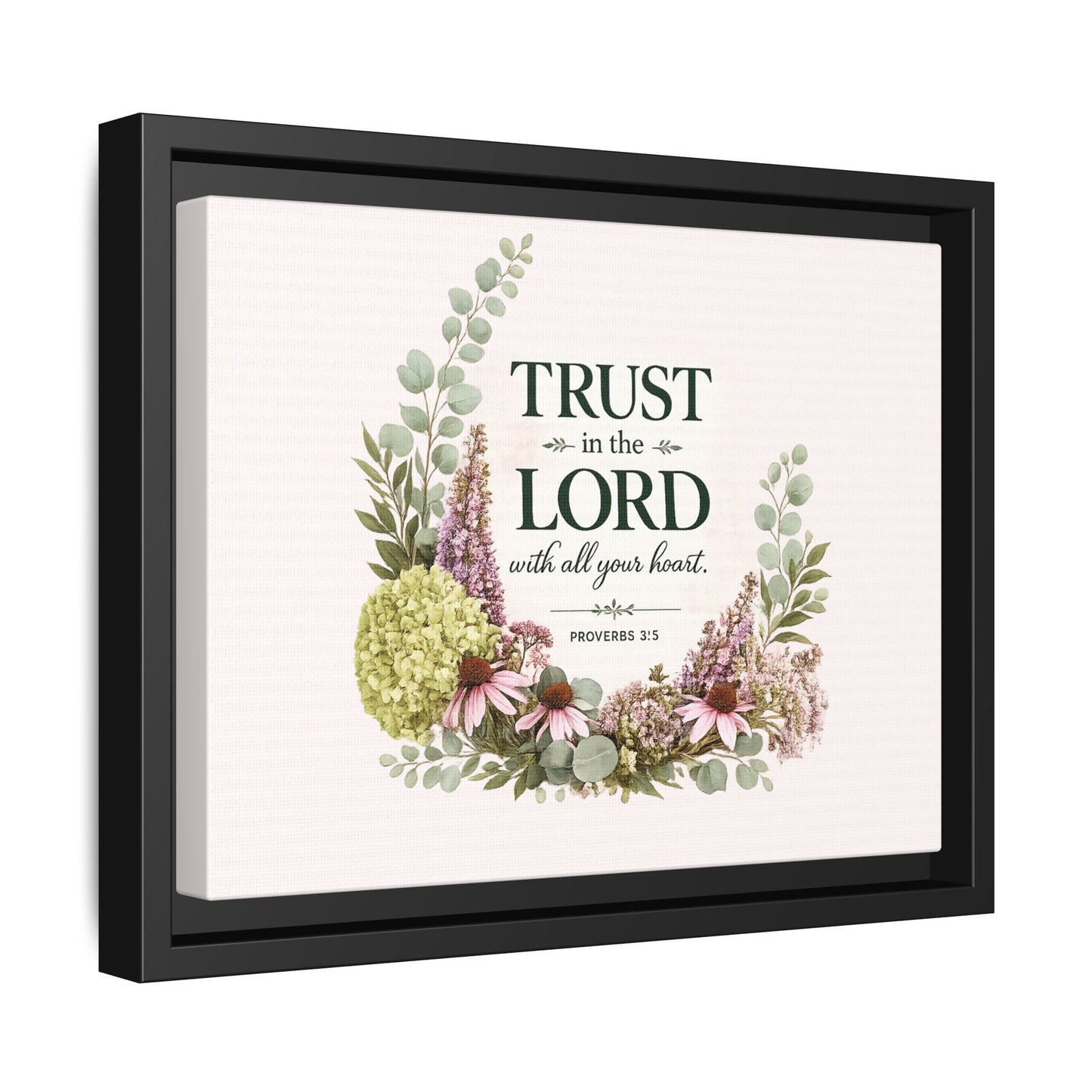 Trust in the Lord with All Your Heart | Proverbs 3:5–6 Christian Framed Canvas Wall Art | Modern Farmhouse Floral Scripture Print | Faith Home Decor | Inspirational Christian Gift