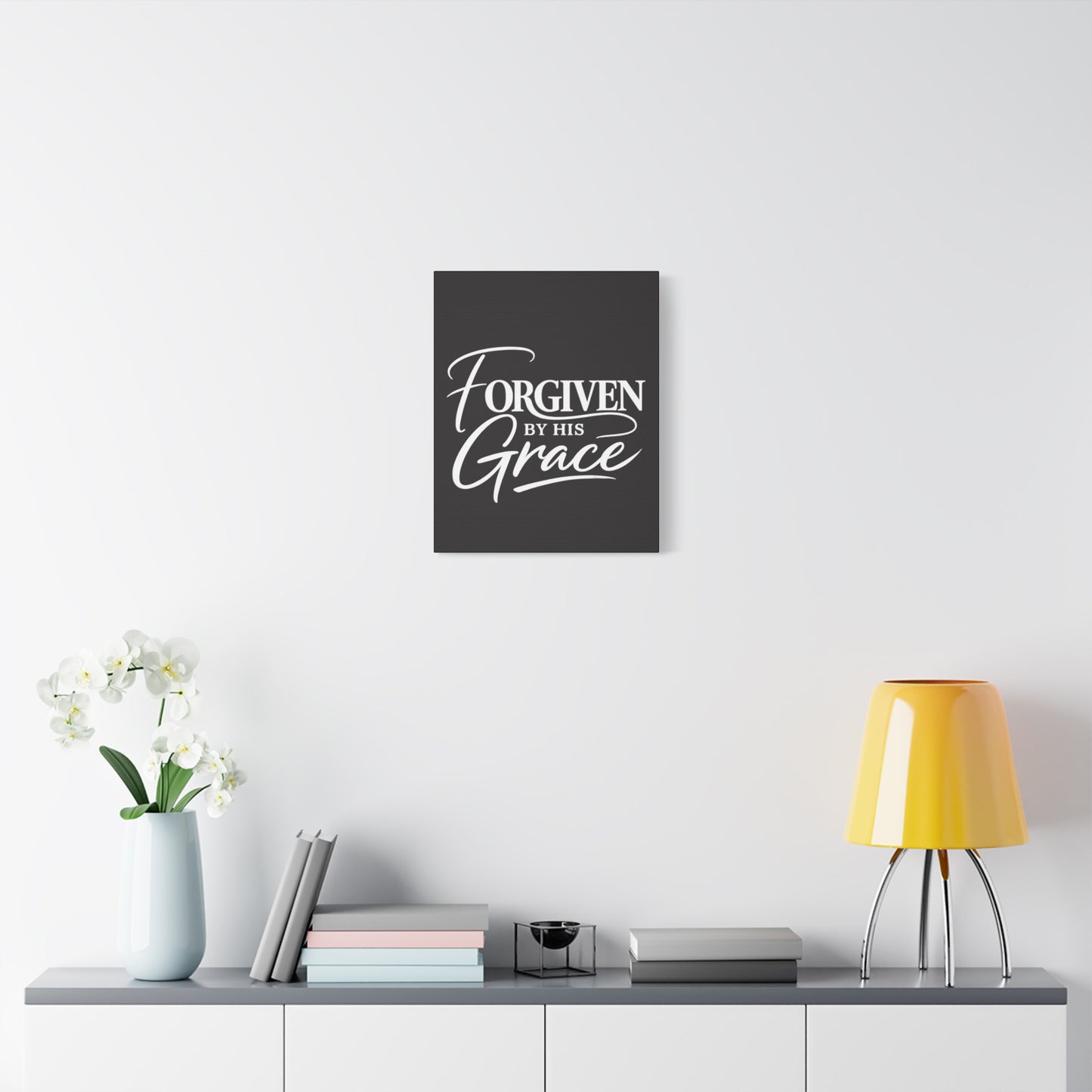 Title Forgiven by His Grace | Christian Wall Art | Modern Bible Verse Canvas | Faith-Based Home Decor