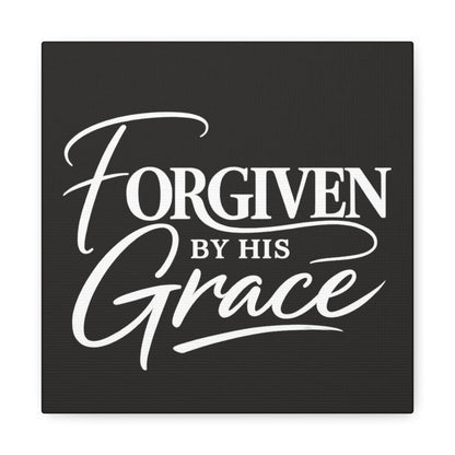 Title Forgiven by His Grace | Christian Wall Art | Modern Bible Verse Canvas | Faith-Based Home Decor