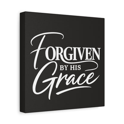 Title Forgiven by His Grace | Christian Wall Art | Modern Bible Verse Canvas | Faith-Based Home Decor