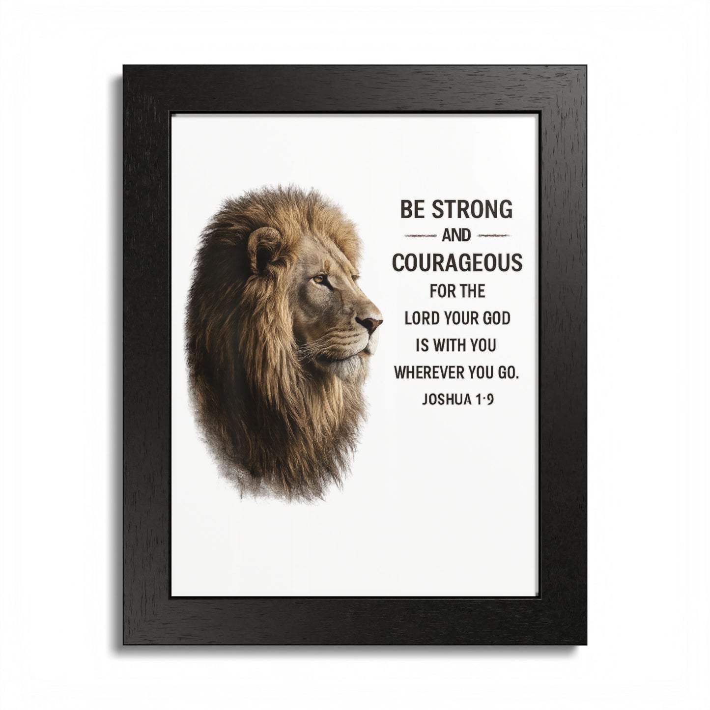 Be Strong & Courageous Lion Wall Art | Joshua 1:9 Christian Printable | Bible Verse Wall Decor | 5x7 Faith Print