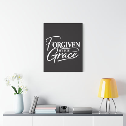 Title Forgiven by His Grace | Christian Wall Art | Modern Bible Verse Canvas | Faith-Based Home Decor