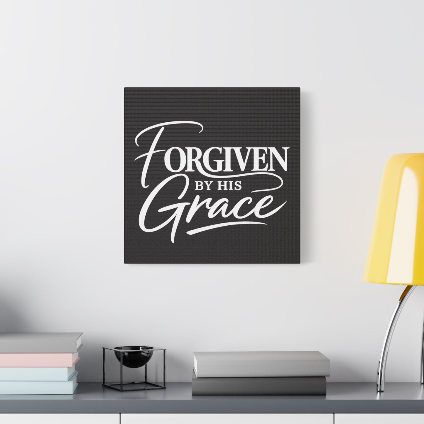 Title Forgiven by His Grace | Christian Wall Art | Modern Bible Verse Canvas | Faith-Based Home Decor