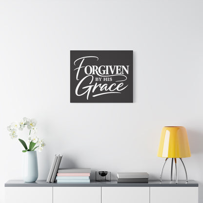 Title Forgiven by His Grace | Christian Wall Art | Modern Bible Verse Canvas | Faith-Based Home Decor