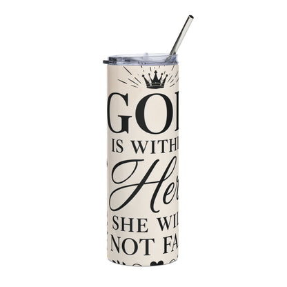 God Is Within Her She Will Not Fail Tumbler | 20oz Christian Floral Skinny Tumbler | Faith Inspired Gift for Women