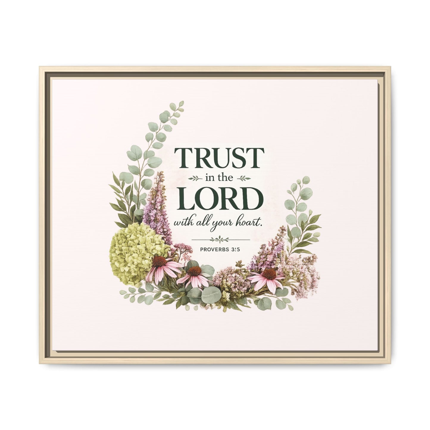 Trust in the Lord with All Your Heart | Proverbs 3:5–6 Christian Framed Canvas Wall Art | Modern Farmhouse Floral Scripture Print | Faith Home Decor | Inspirational Christian Gift