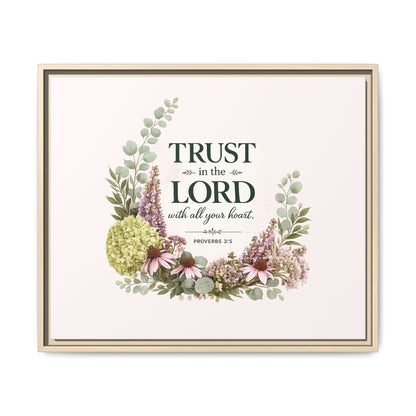Trust in the Lord with All Your Heart | Proverbs 3:5–6 Christian Framed Canvas Wall Art | Modern Farmhouse Floral Scripture Print | Faith Home Decor | Inspirational Christian Gift
