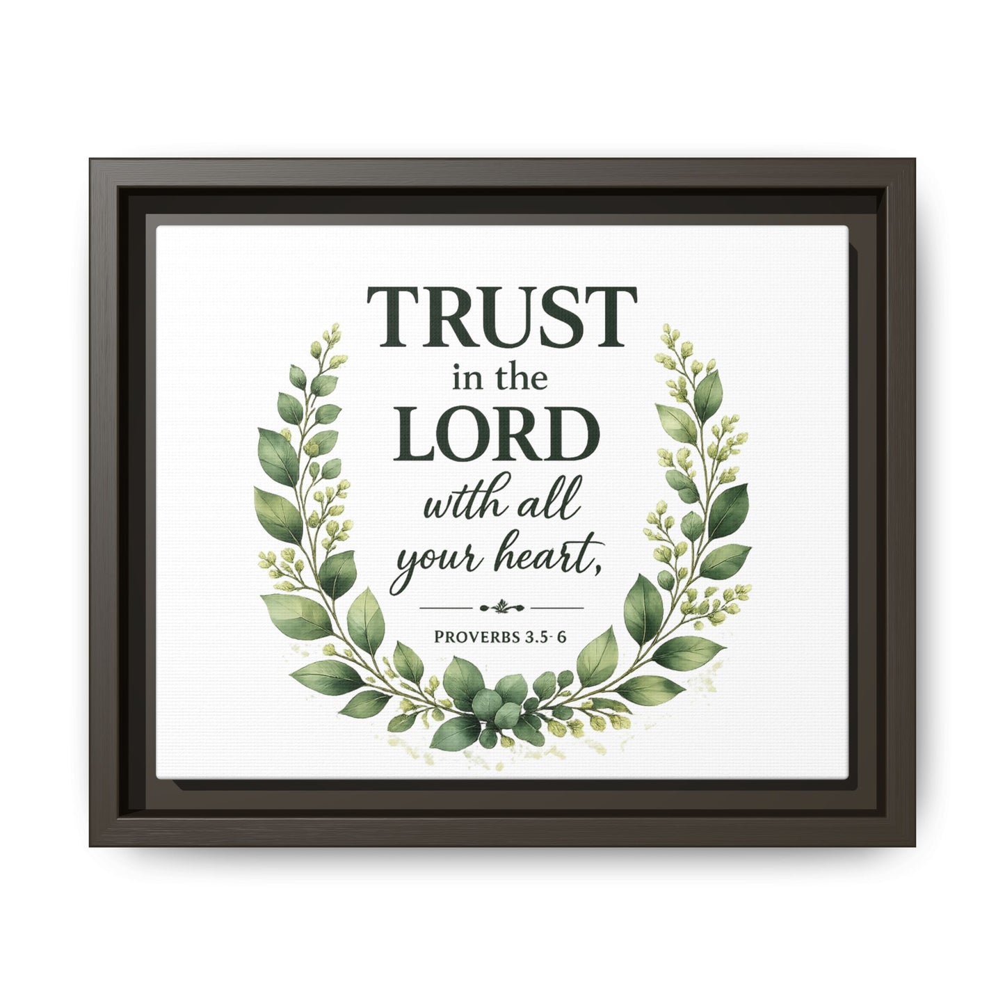 Framed Canvas Print — “Trust in the Lord with All Your Heart” Bible Verse Wall Art