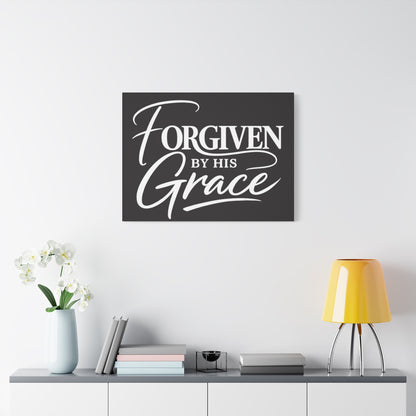 Title Forgiven by His Grace | Christian Wall Art | Modern Bible Verse Canvas | Faith-Based Home Decor