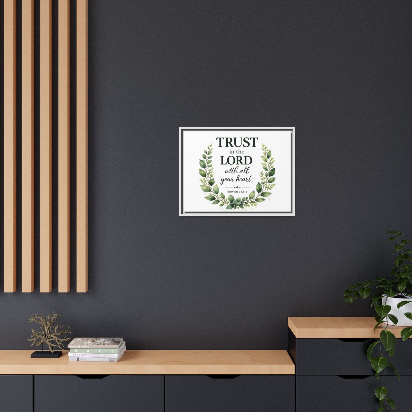 Framed Canvas Print — “Trust in the Lord with All Your Heart” Bible Verse Wall Art