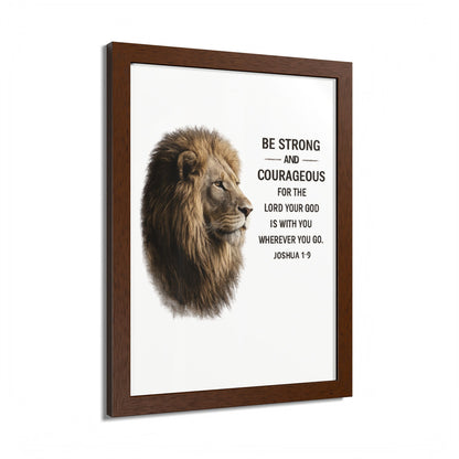 Be Strong & Courageous Lion Wall Art | Joshua 1:9 Christian Printable | Bible Verse Wall Decor | 5x7 Faith Print