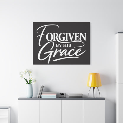 Title Forgiven by His Grace | Christian Wall Art | Modern Bible Verse Canvas | Faith-Based Home Decor