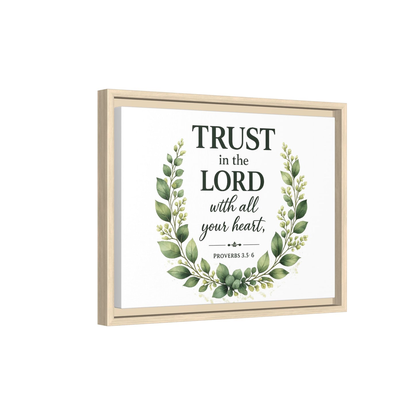 Framed Canvas Print — “Trust in the Lord with All Your Heart” Bible Verse Wall Art