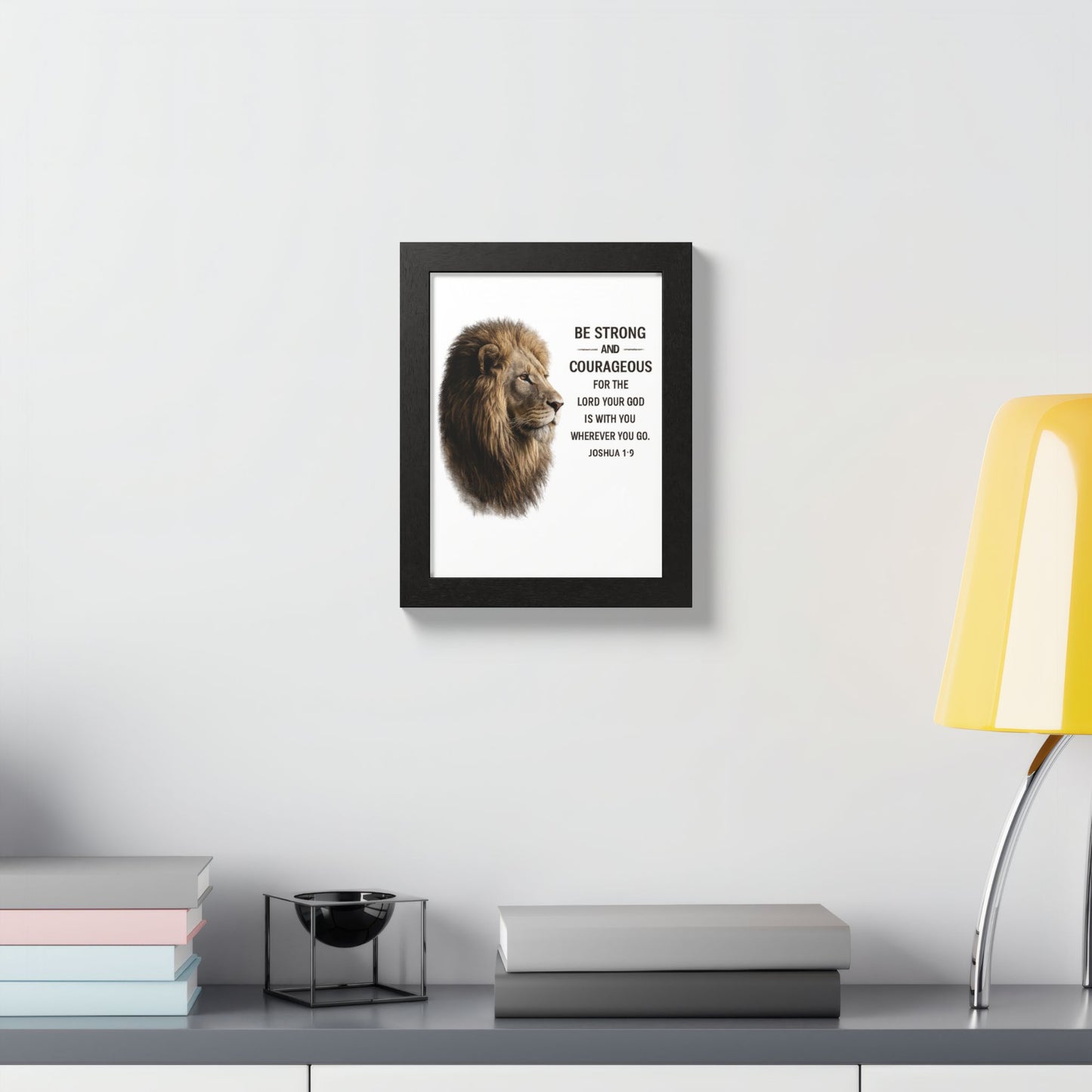 Be Strong & Courageous Lion Wall Art | Joshua 1:9 Christian Printable | Bible Verse Wall Decor | 5x7 Faith Print