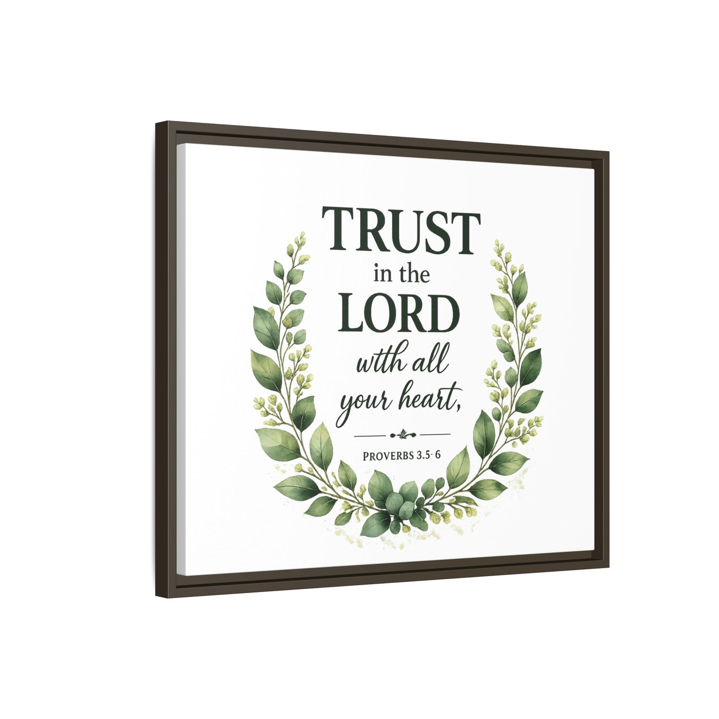 Framed Canvas Print — “Trust in the Lord with All Your Heart” Bible Verse Wall Art
