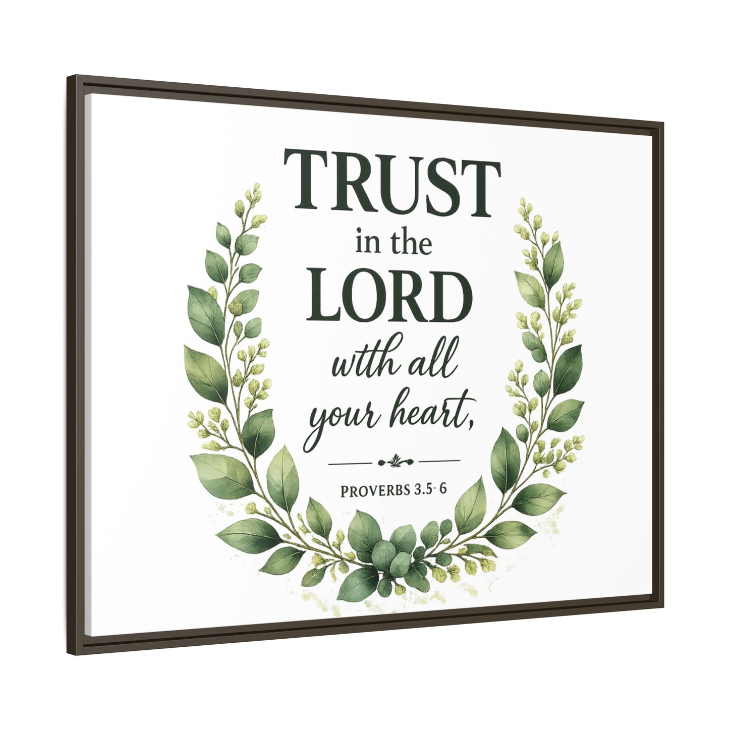 Framed Canvas Print — “Trust in the Lord with All Your Heart” Bible Verse Wall Art