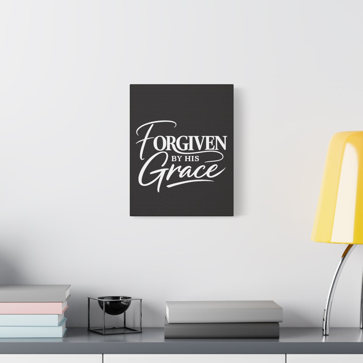 Title Forgiven by His Grace | Christian Wall Art | Modern Bible Verse Canvas | Faith-Based Home Decor
