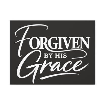 Title Forgiven by His Grace | Christian Wall Art | Modern Bible Verse Canvas | Faith-Based Home Decor