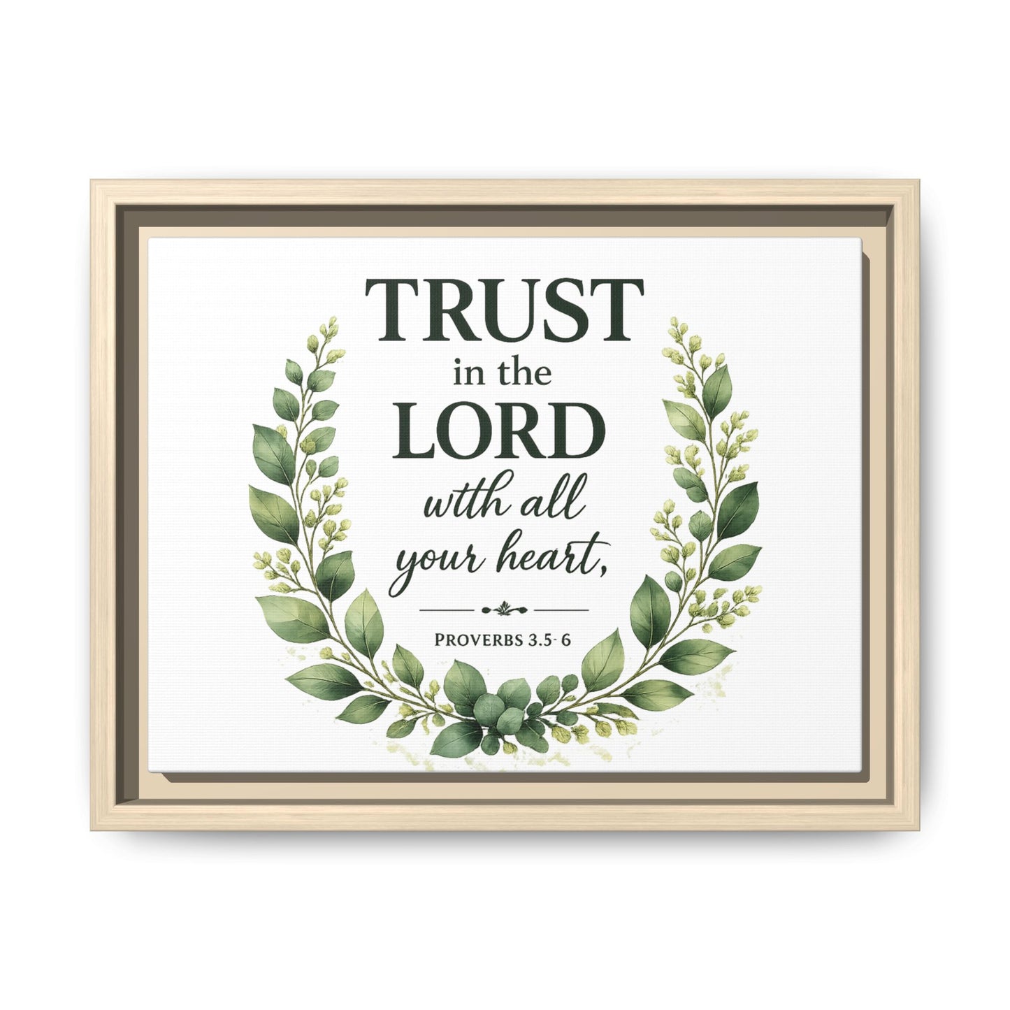 Framed Canvas Print — “Trust in the Lord with All Your Heart” Bible Verse Wall Art