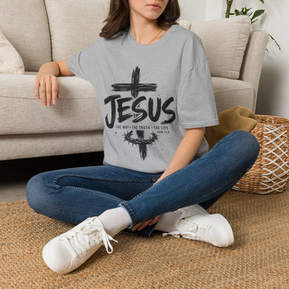 Jesus Cross T-Shirt | The Way The Truth The Life | John 14:6 Christian Graphic Tee | Faith-Based Unisex Shirt | Inspirational Gift for Men & Women