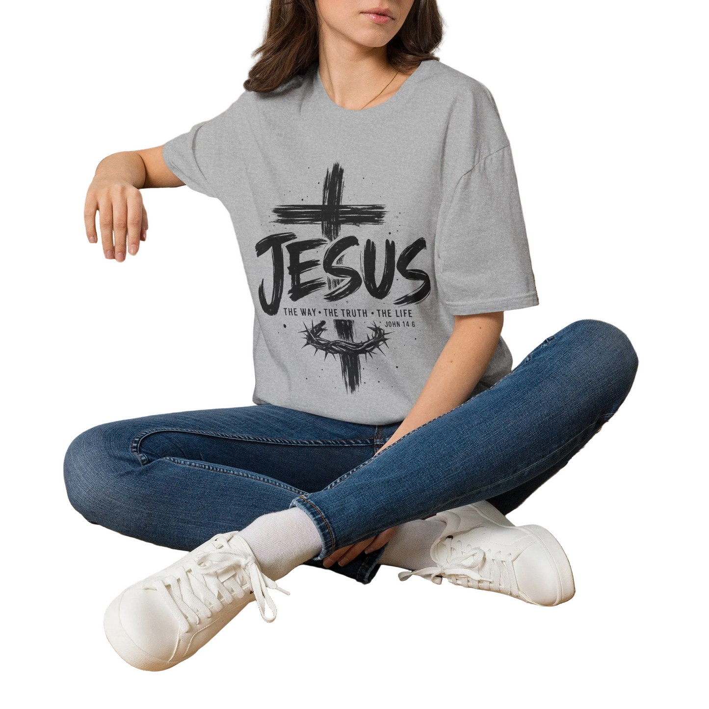 Jesus Cross T-Shirt | The Way The Truth The Life | John 14:6 Christian Graphic Tee | Faith-Based Unisex Shirt | Inspirational Gift for Men & Women