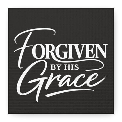 Title Forgiven by His Grace | Christian Wall Art | Modern Bible Verse Canvas | Faith-Based Home Decor