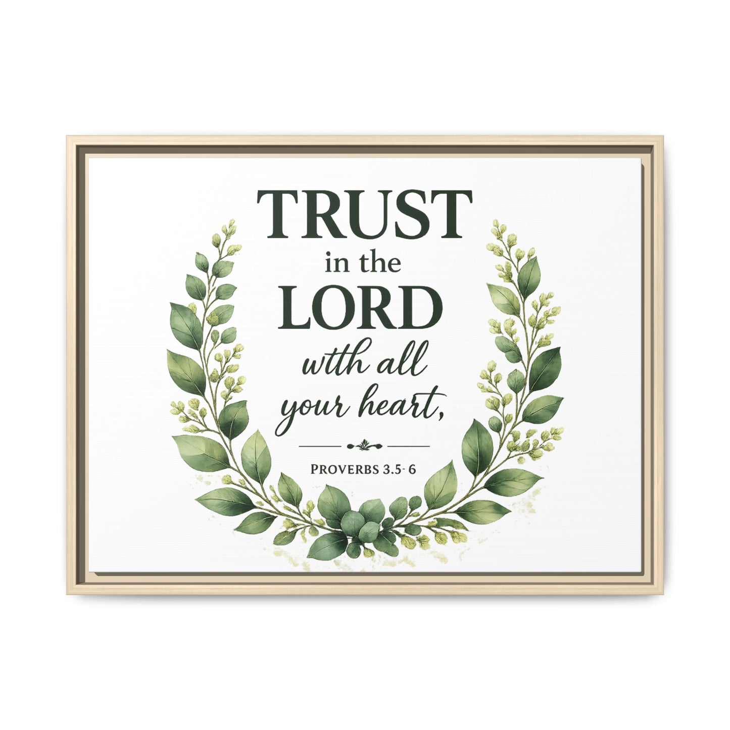 Framed Canvas Print — “Trust in the Lord with All Your Heart” Bible Verse Wall Art