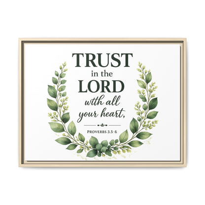 Framed Canvas Print — “Trust in the Lord with All Your Heart” Bible Verse Wall Art