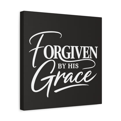 Title Forgiven by His Grace | Christian Wall Art | Modern Bible Verse Canvas | Faith-Based Home Decor