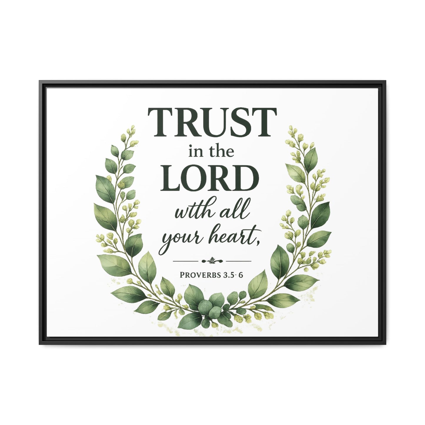 Framed Canvas Print — “Trust in the Lord with All Your Heart” Bible Verse Wall Art