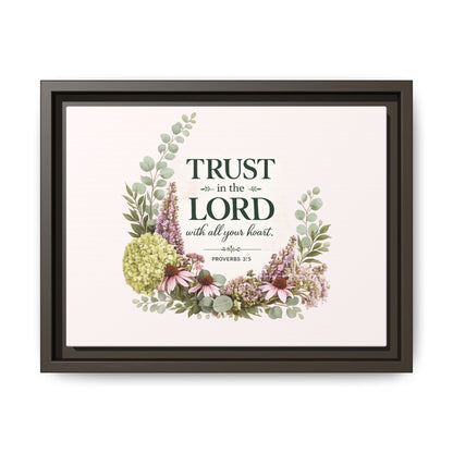 Trust in the Lord with All Your Heart | Proverbs 3:5–6 Christian Framed Canvas Wall Art | Modern Farmhouse Floral Scripture Print | Faith Home Decor | Inspirational Christian Gift