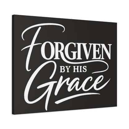 Title Forgiven by His Grace | Christian Wall Art | Modern Bible Verse Canvas | Faith-Based Home Decor