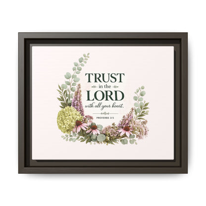 Trust in the Lord with All Your Heart | Proverbs 3:5–6 Christian Framed Canvas Wall Art | Modern Farmhouse Floral Scripture Print | Faith Home Decor | Inspirational Christian Gift